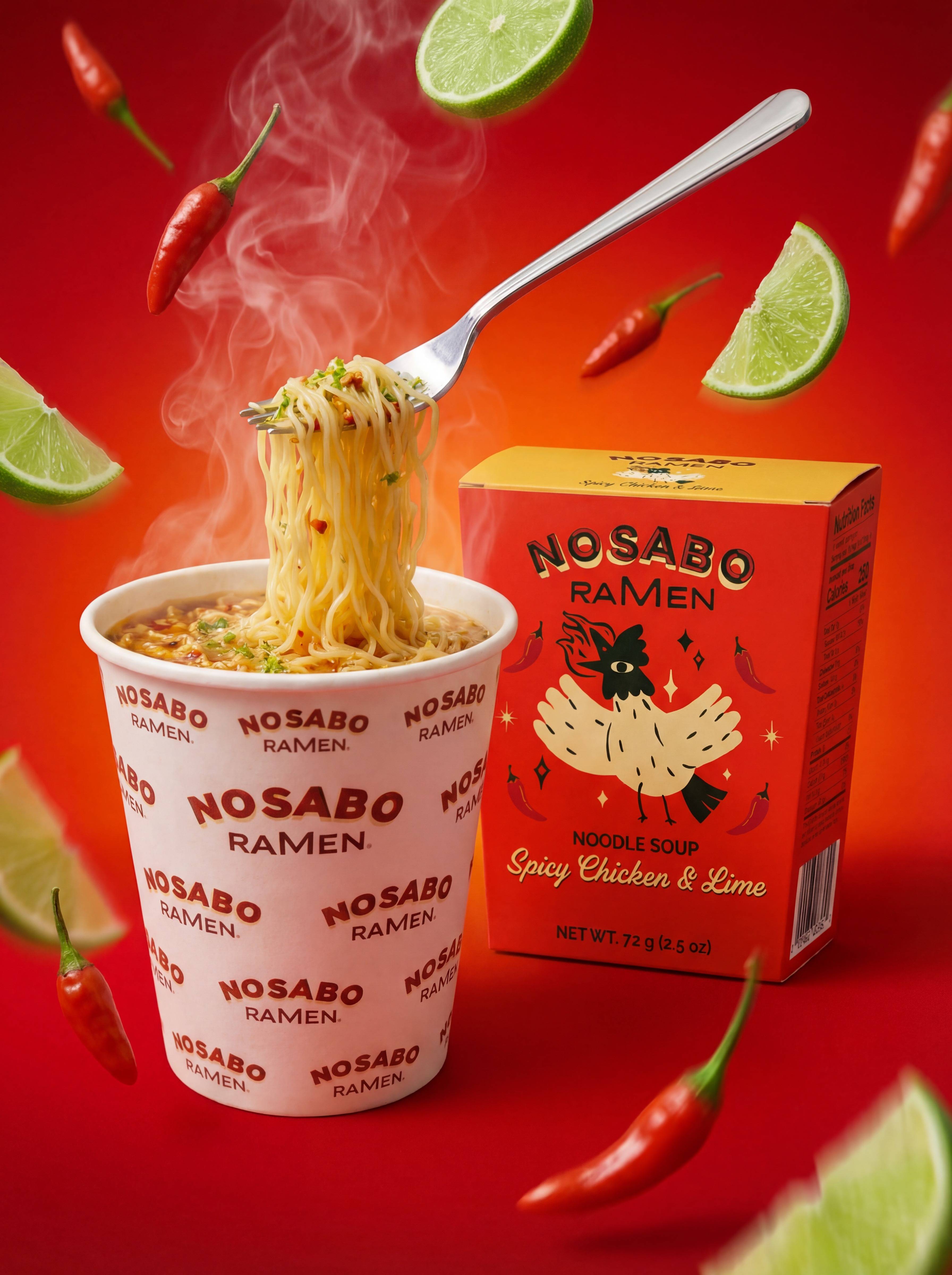 Nosabo Spicy Chicken with Lime ramen cup